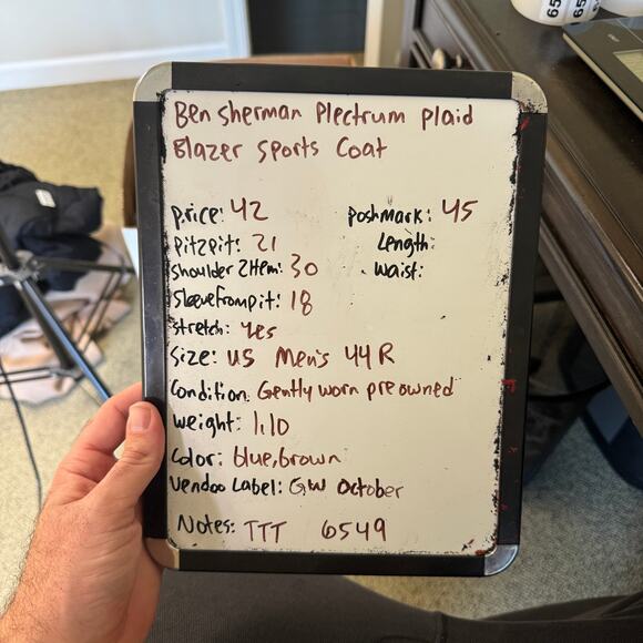 Ben Sherman Plectrum Plaid Blazer Sports Coat US Men's 44R - Picture 6 of 6